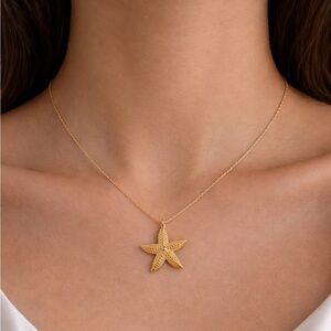 Gold Starfish Pendant Necklace M738